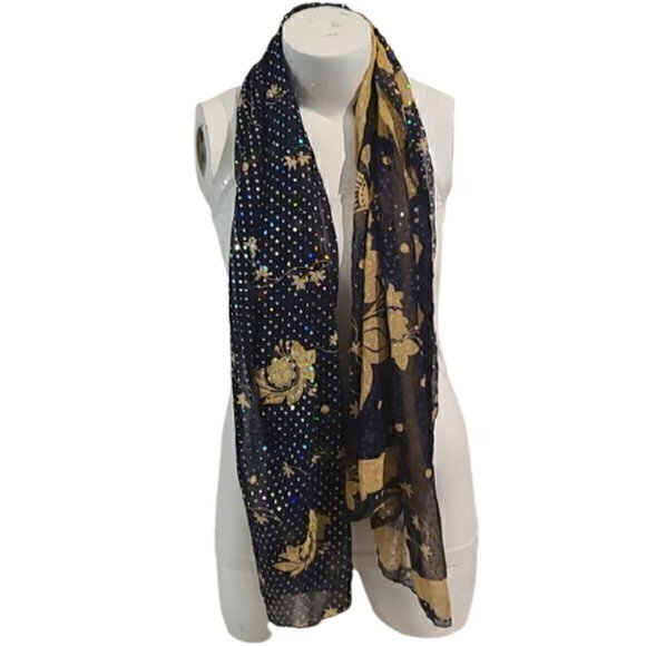 Sheer Blue & Gold Wrap - Picture 1 of 4